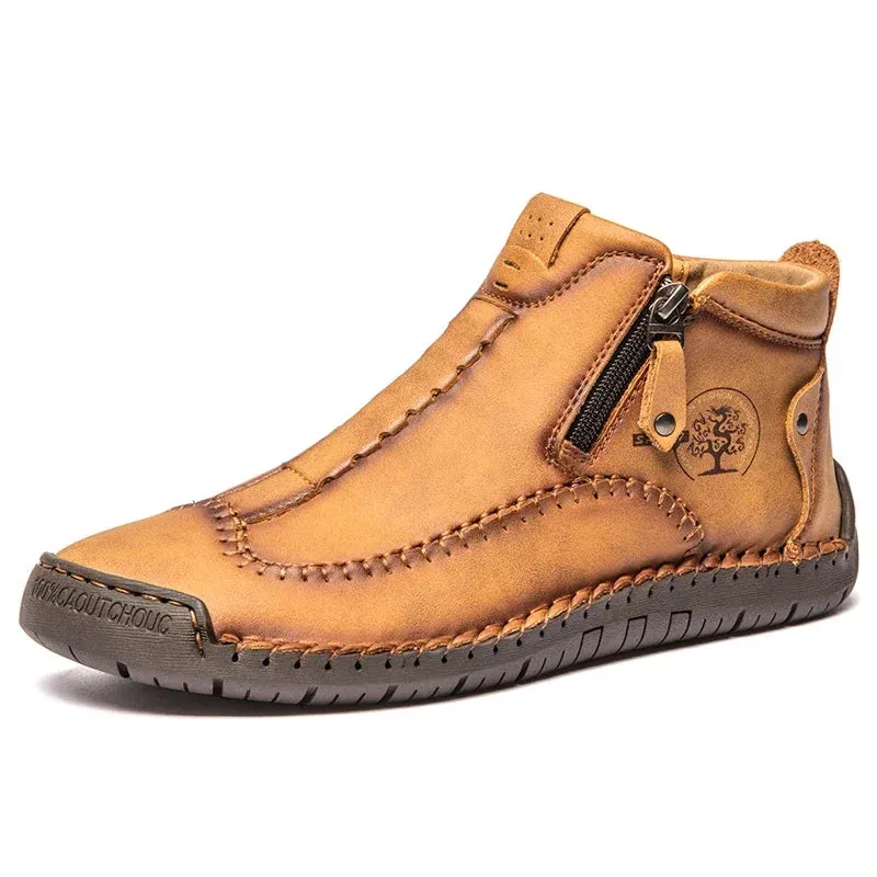 Boots: by Baoluma. Leather Men's Ankle Boots. Handmade. Metal Zipper. Luxury Leather Designer Boots.