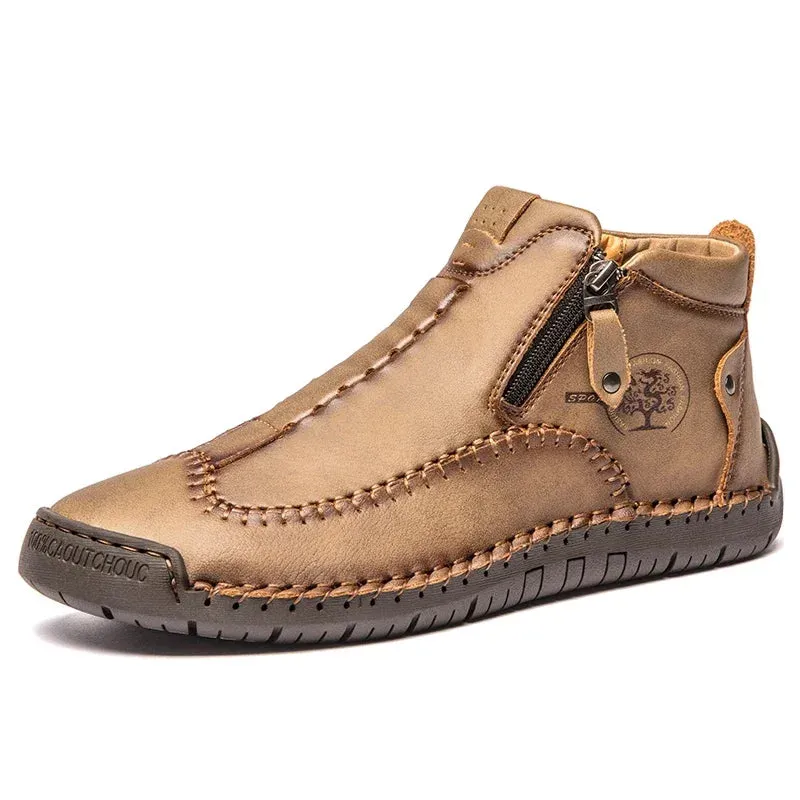 Boots: by Baoluma. Leather Men's Ankle Boots. Handmade. Metal Zipper. Luxury Leather Designer Boots.