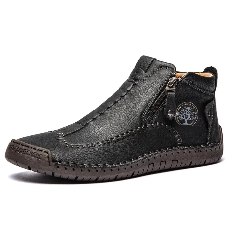 Boots: by Baoluma. Leather Men's Ankle Boots. Handmade. Metal Zipper. Luxury Leather Designer Boots.