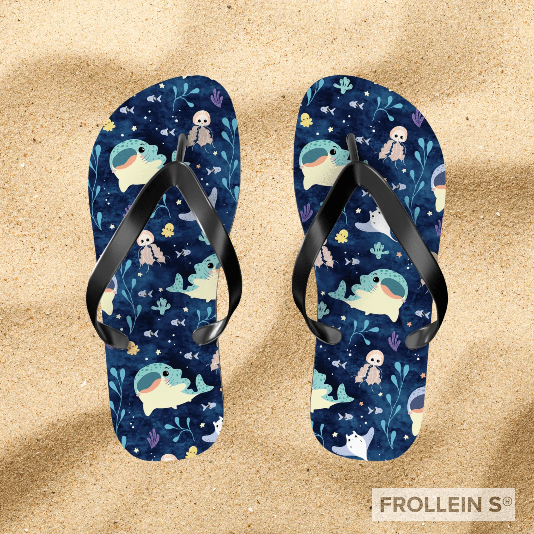 Cute Whale Shark Summer Flip-Flops