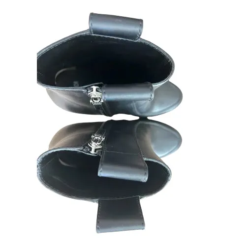 FENDI Black Leather Lucite Ice Heel Ankle Boots, Size 38