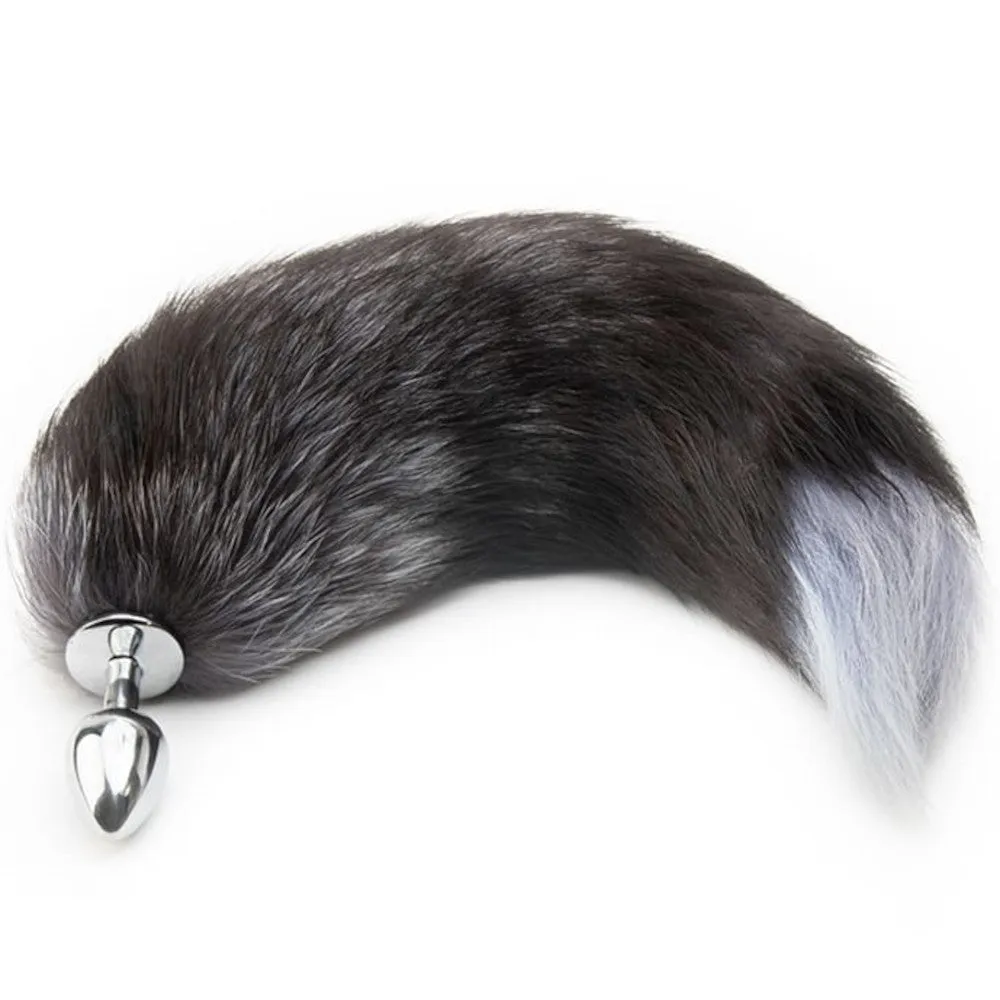 Grey Kitty Cat Tail Plug 18"