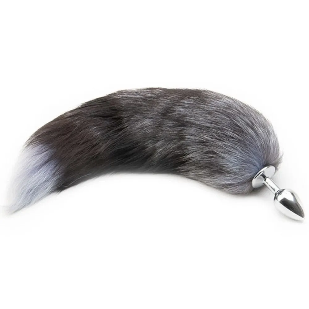 Grey Kitty Cat Tail Plug 18"