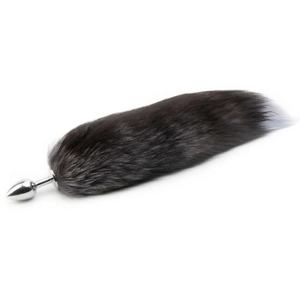 Grey Kitty Cat Tail Plug 18"