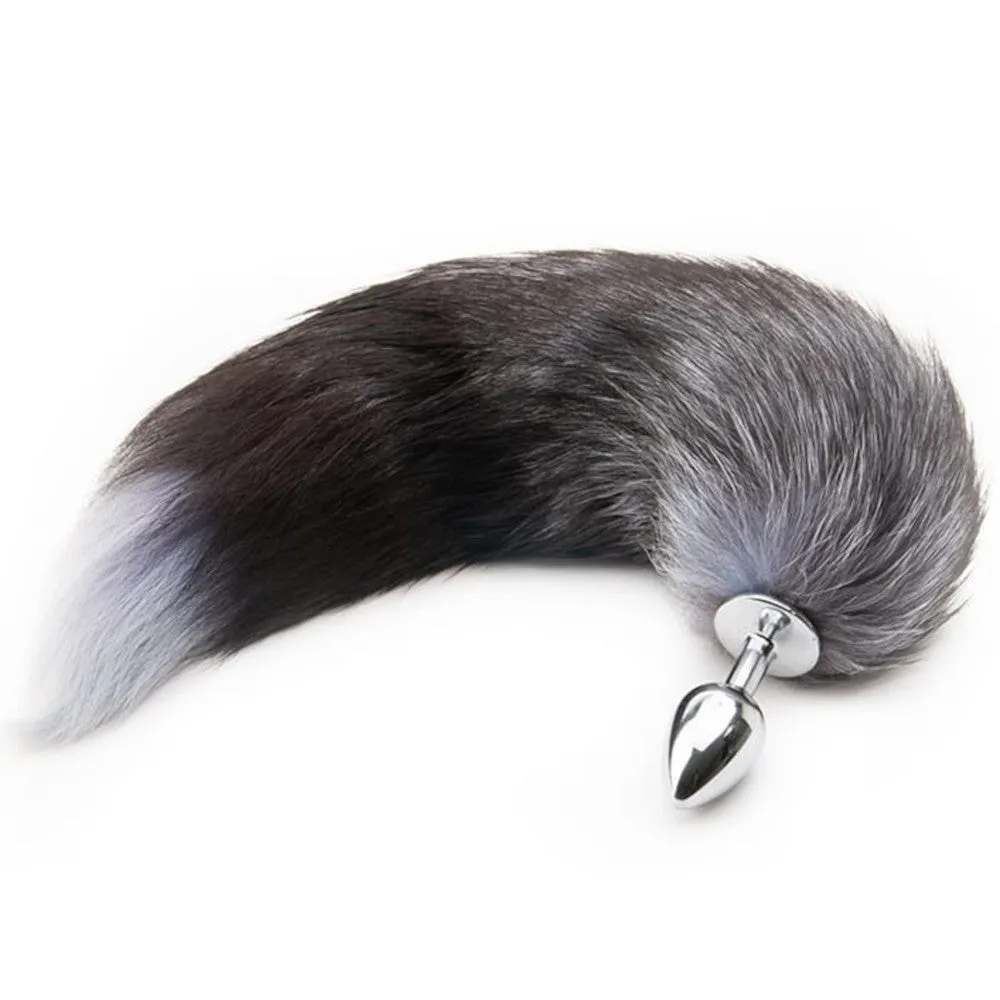Grey Kitty Cat Tail Plug 18"