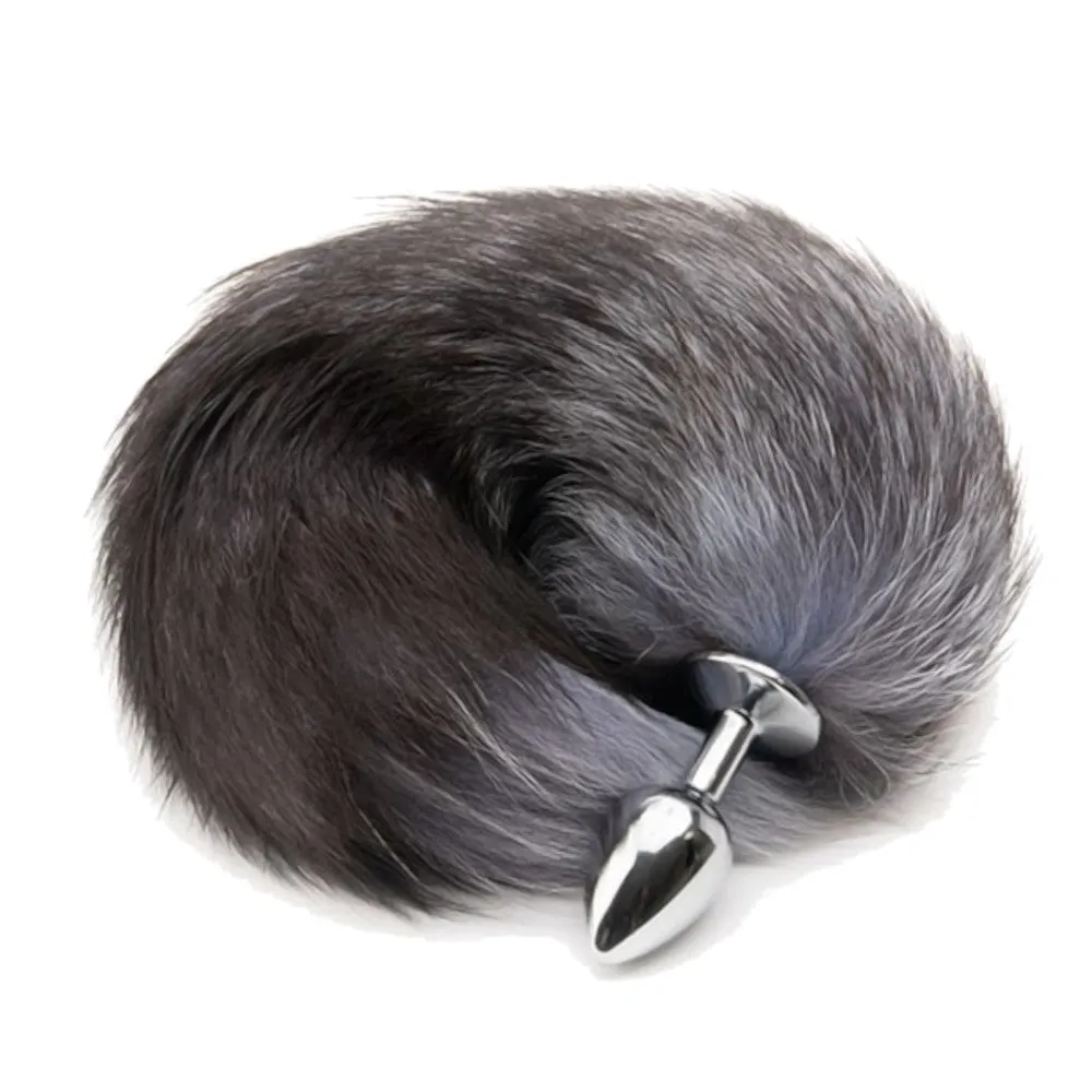 Grey Kitty Cat Tail Plug 18"