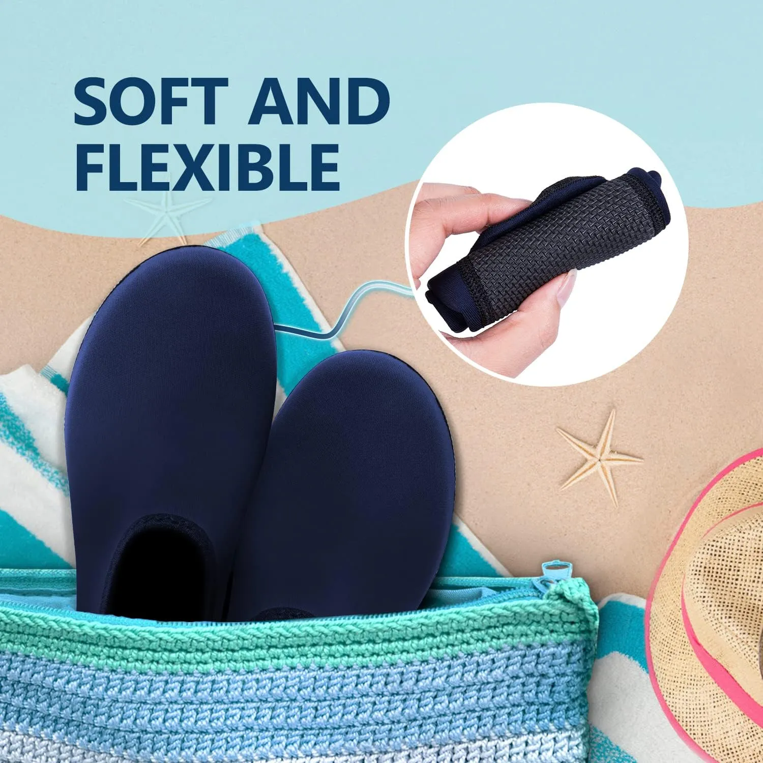 JACKSHIBO Water Shoes for Women Men Swim Shoes Water Socks for Cruise Essentials Swimming Aqua Beach Pool Yoga Surf