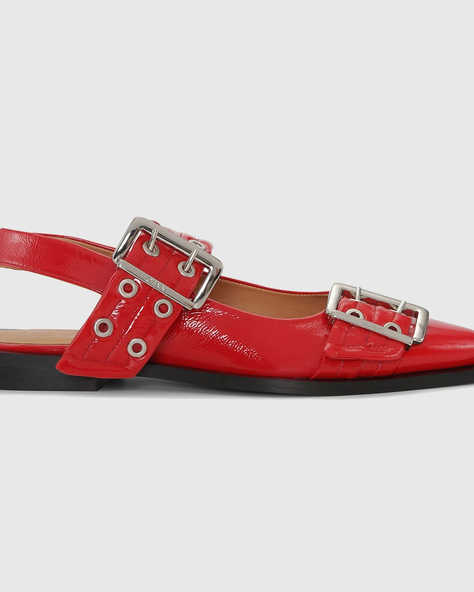 Liliana Buckle Leather Slingback Flats In Red
