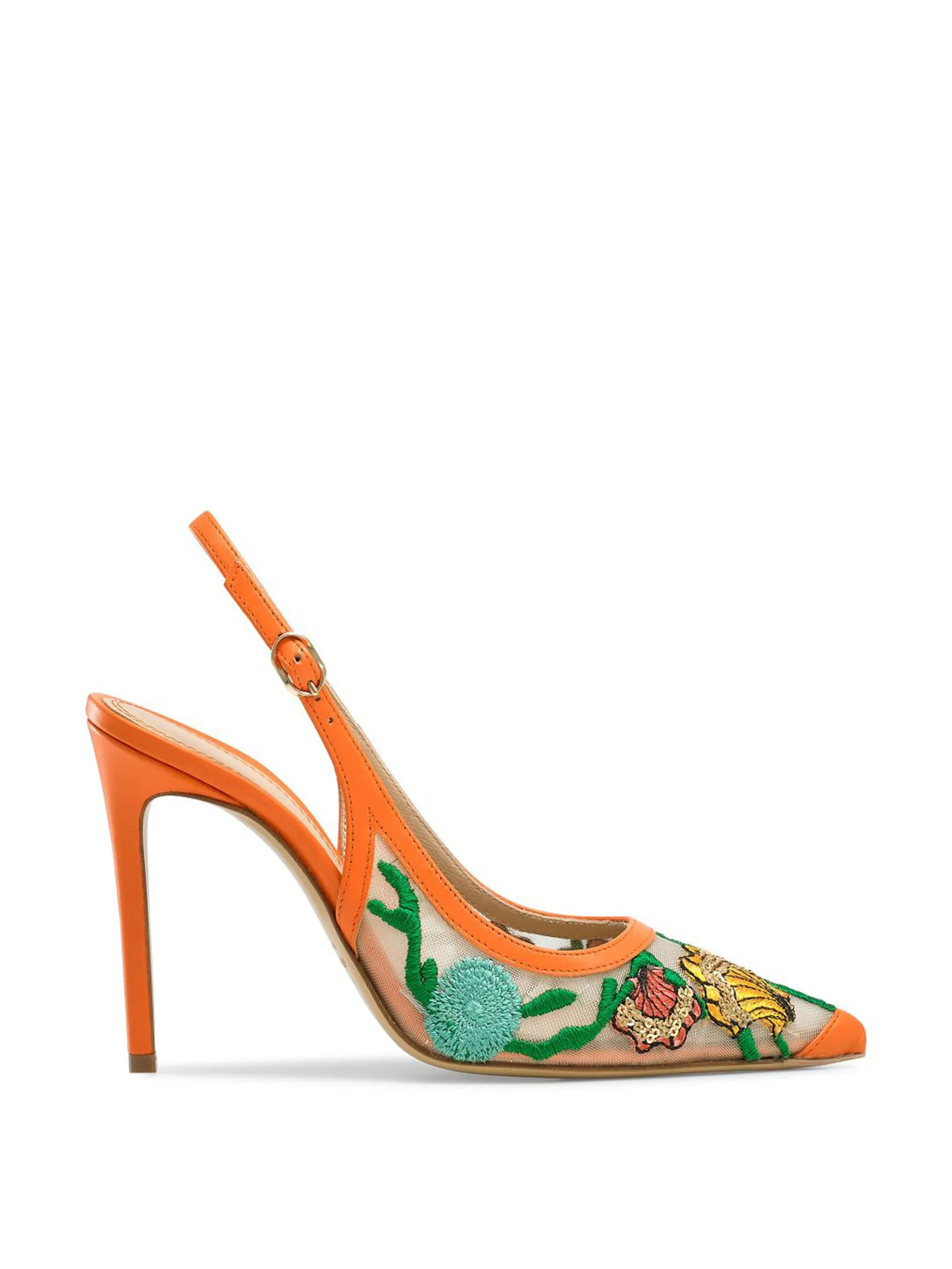 Multicoloured slingback point pumps