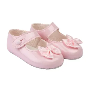 Pink Patent Bow Soft Sole Shoes