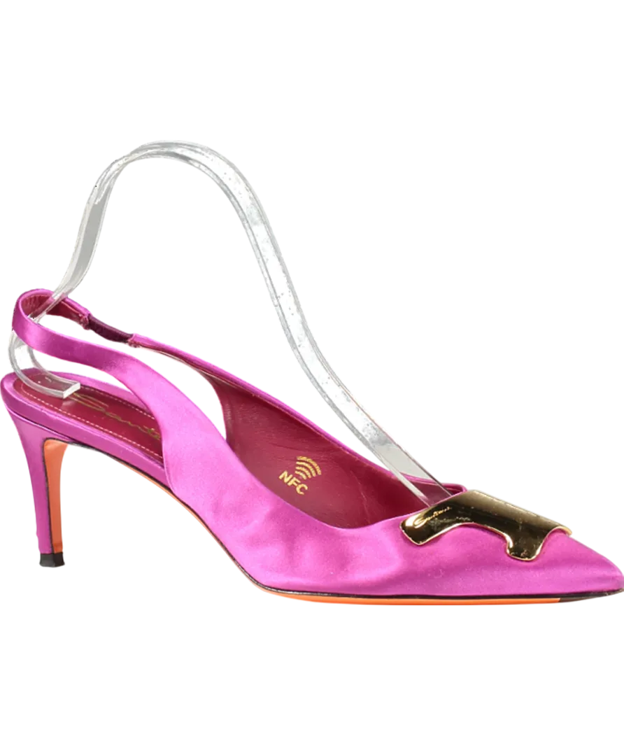 Santori Pink Elegant Satin Slingback Pumps UK 6 EU 39 👠