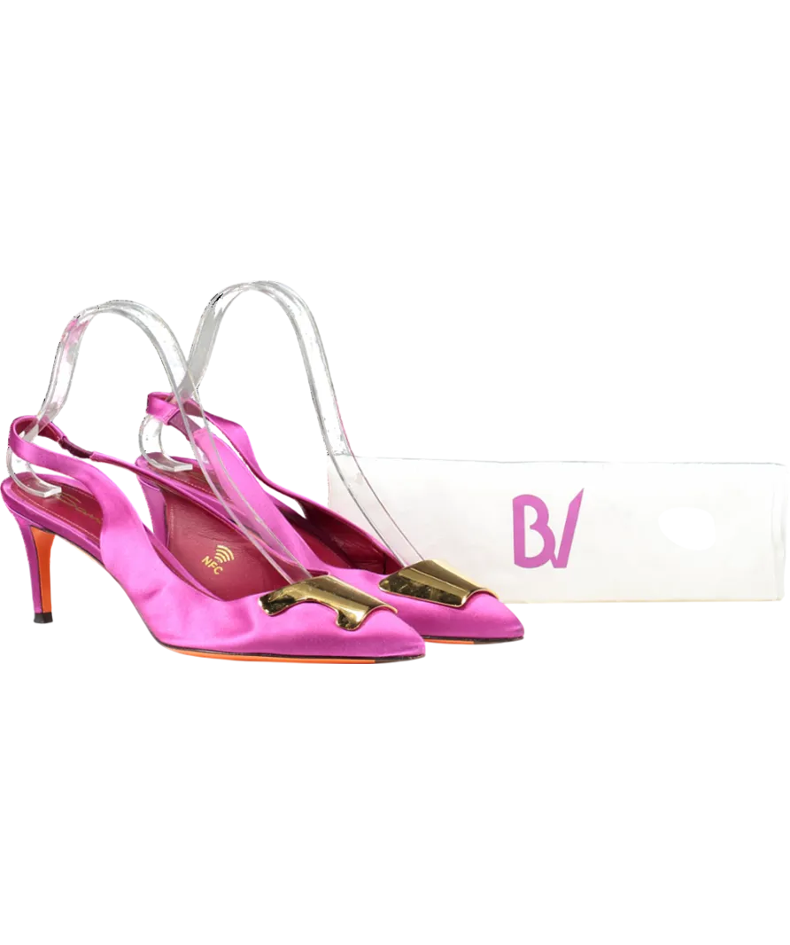 Santori Pink Elegant Satin Slingback Pumps UK 6 EU 39 👠