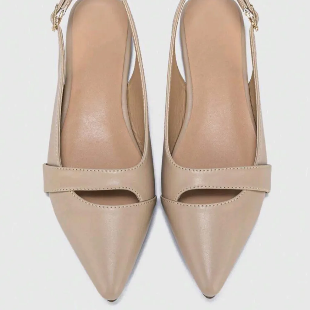 Two Tone Pointed Slingback Flats