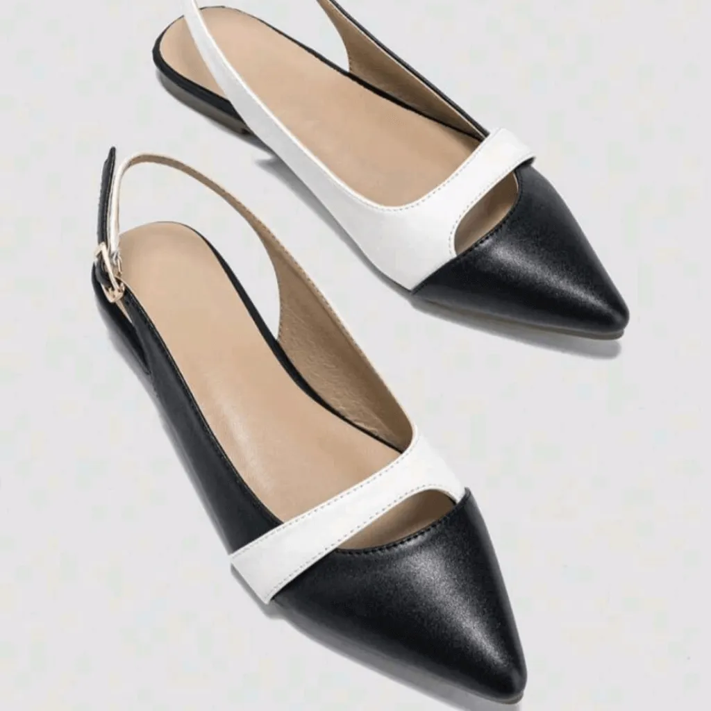 Two Tone Pointed Slingback Flats