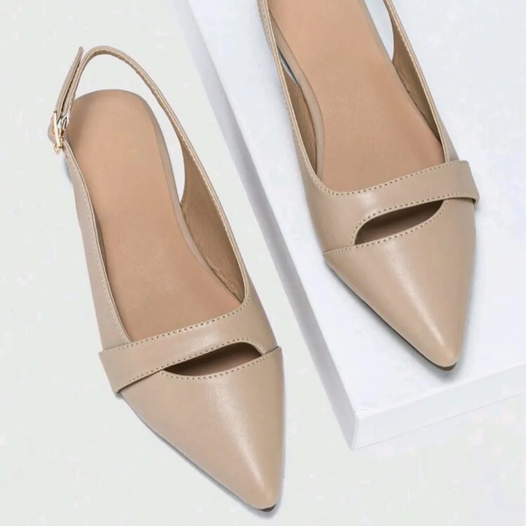 Two Tone Pointed Slingback Flats