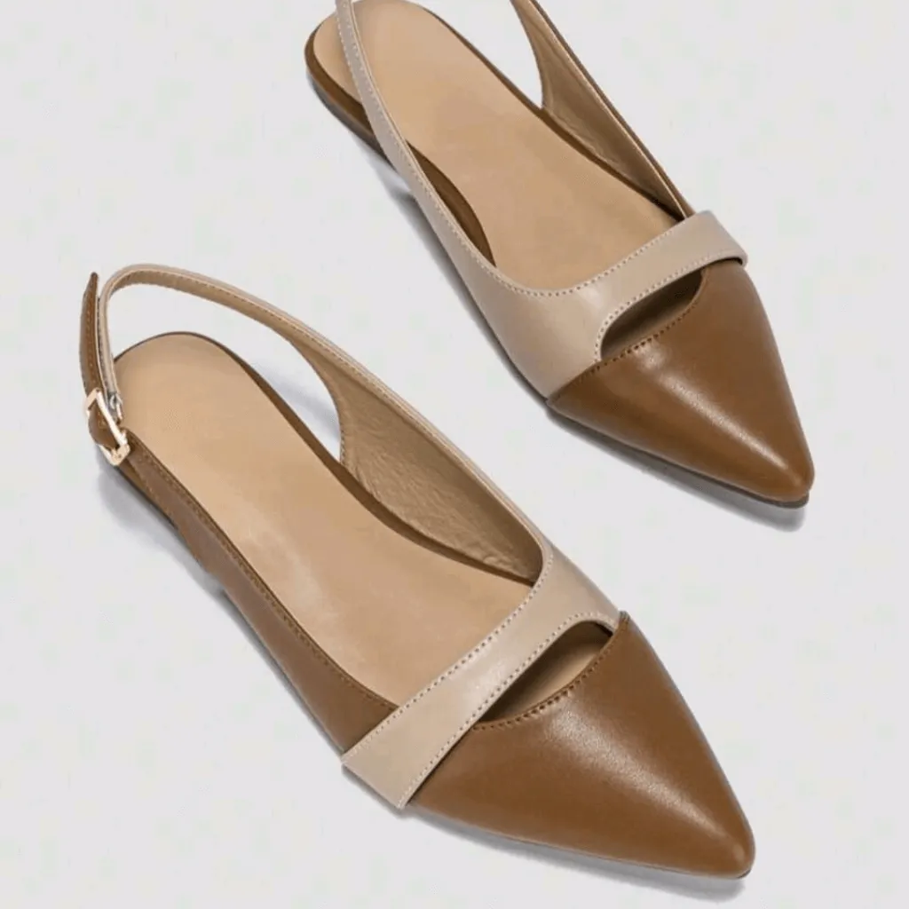 Two Tone Pointed Slingback Flats